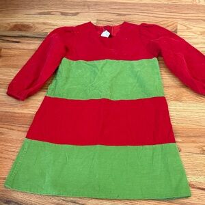 Red and Green Striped Dress